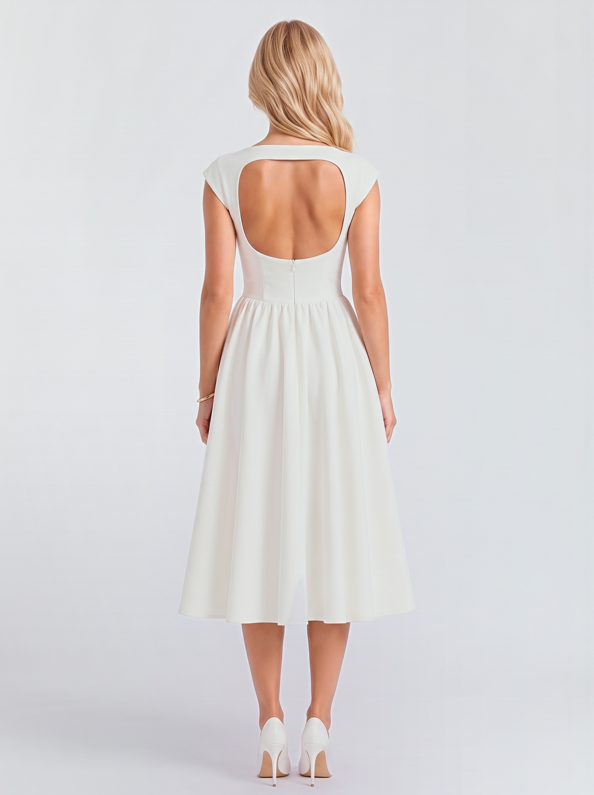 Augusta Structured Midi Dress - White