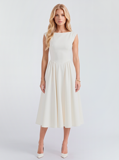 Augusta Structured Midi Dress - White
