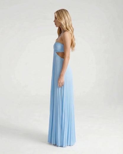 Aurora Pleated Cutout Maxi Dress - Light Blue