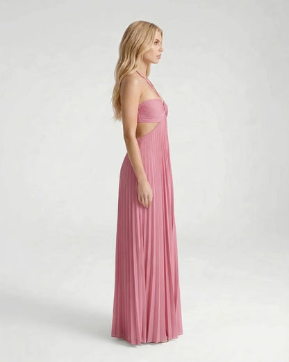 Aurora Pleated Cutout Maxi Dress - Pink
