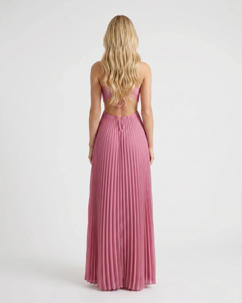 Aurora Pleated Cutout Maxi Dress - Pink