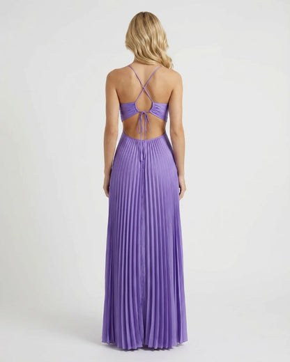 Aurora Pleated Cutout Maxi Dress - Purple