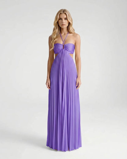 Aurora Pleated Cutout Maxi Dress - Purple