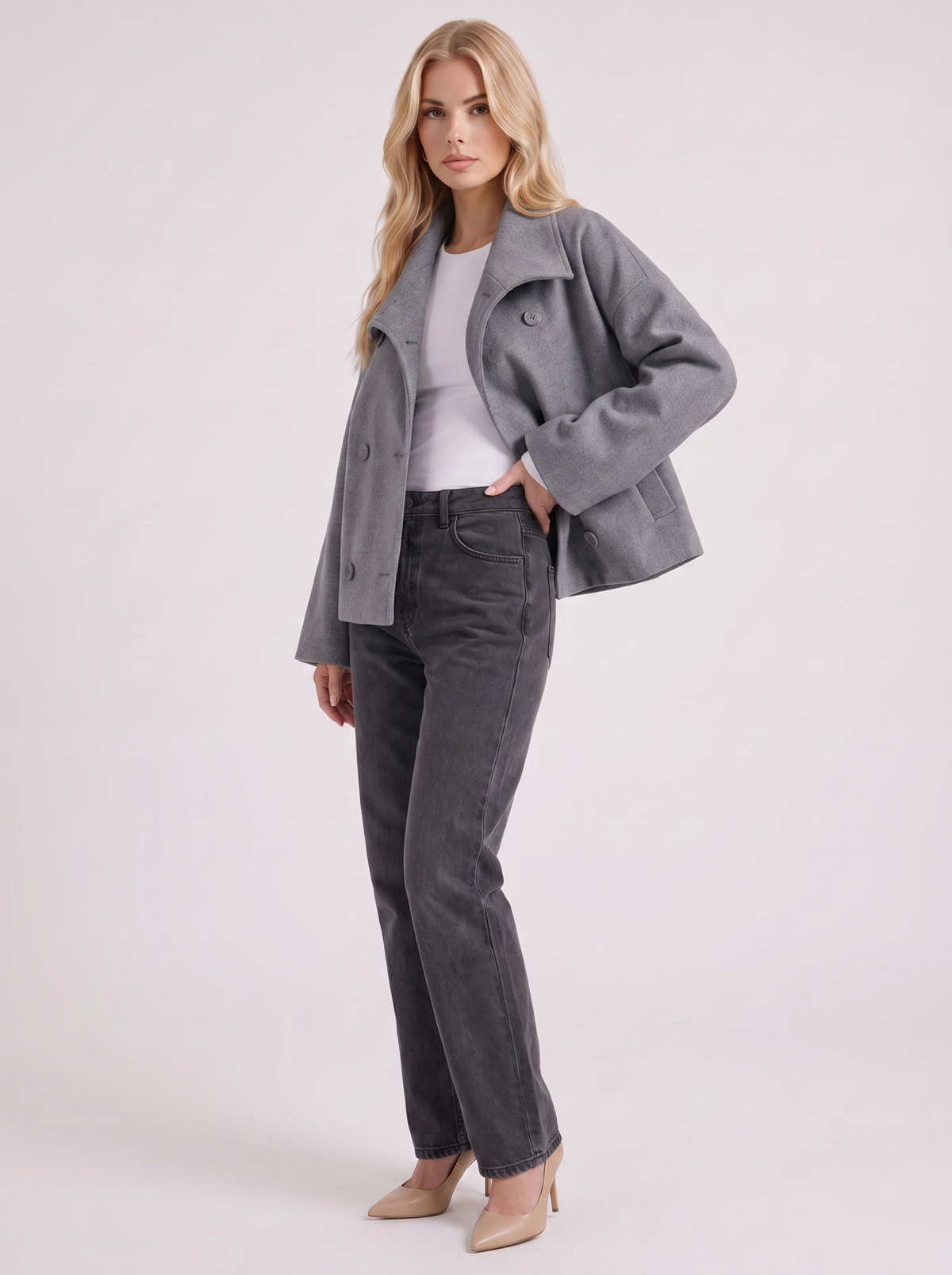 Beatrice Wool Peacoat - Gray