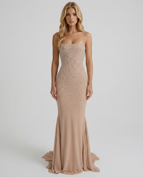 Beatrix Sequin Maxi Dress - Nude