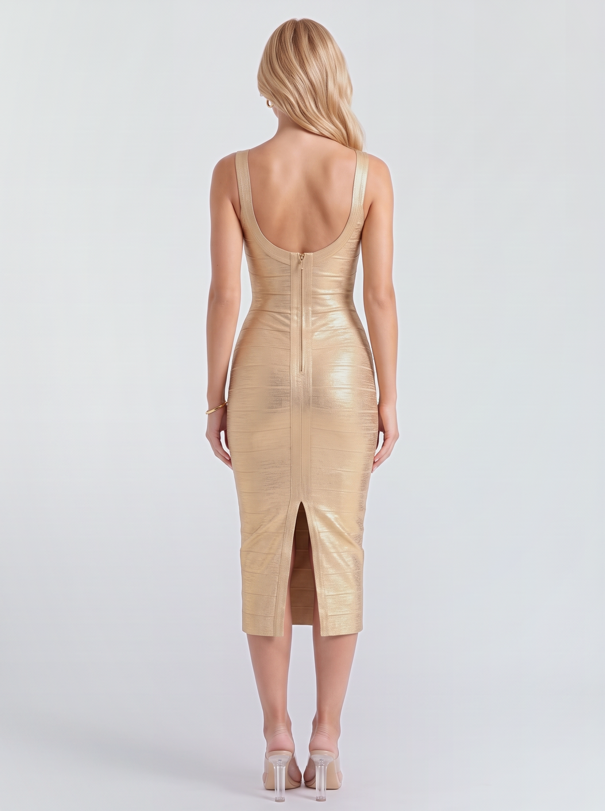 Belinda Bandage Midi Dress - Gold