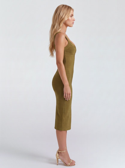 Belinda Bandage Midi Dress - Olive