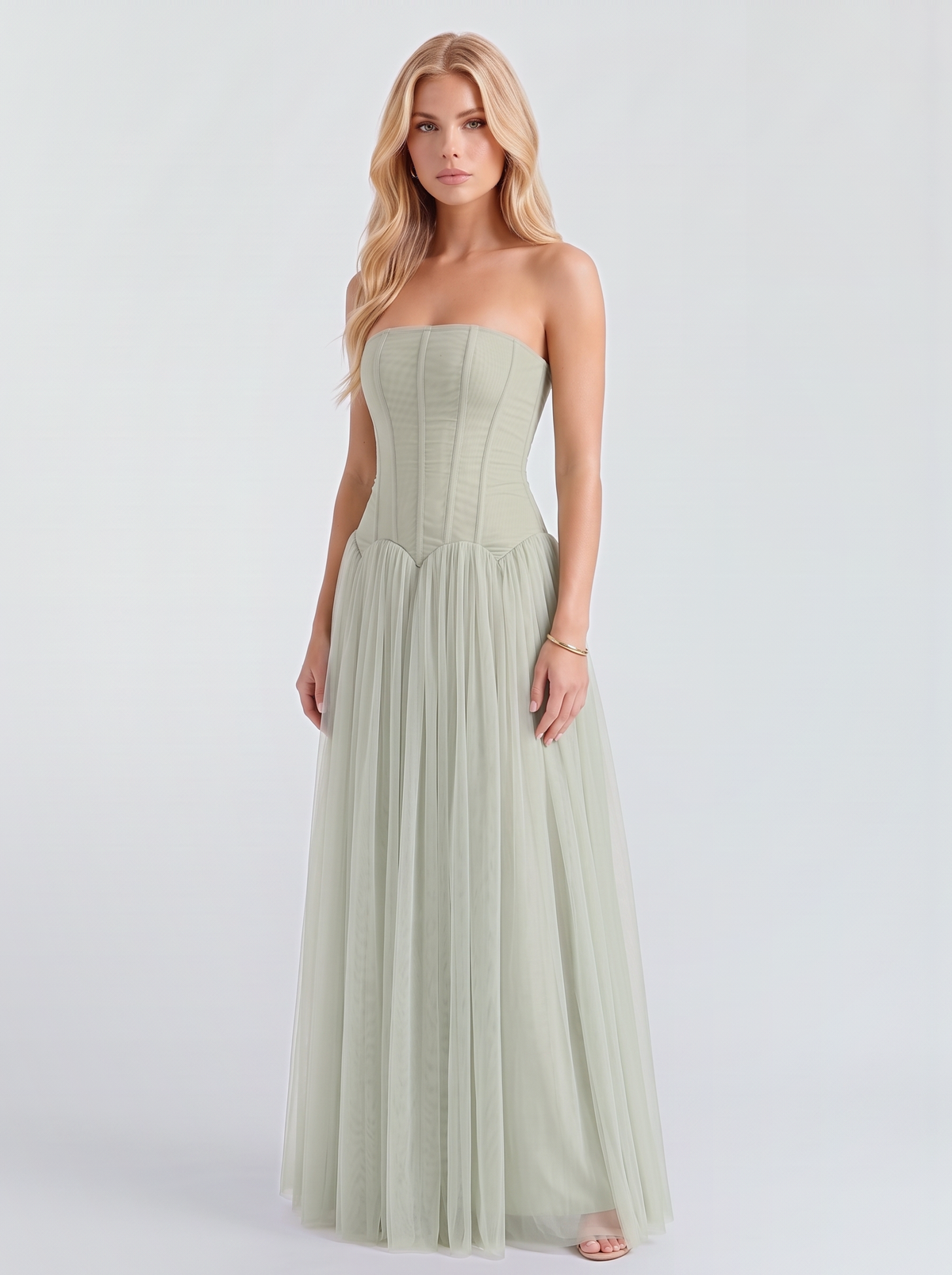 Bettina Tulle Maxi Dress - Sage
