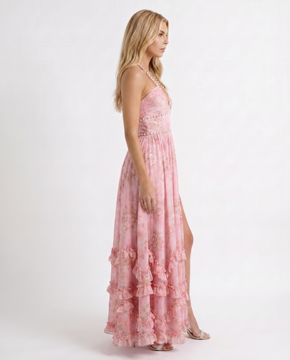 Bianca Ruffle Maxi Dress - Ballet Rose