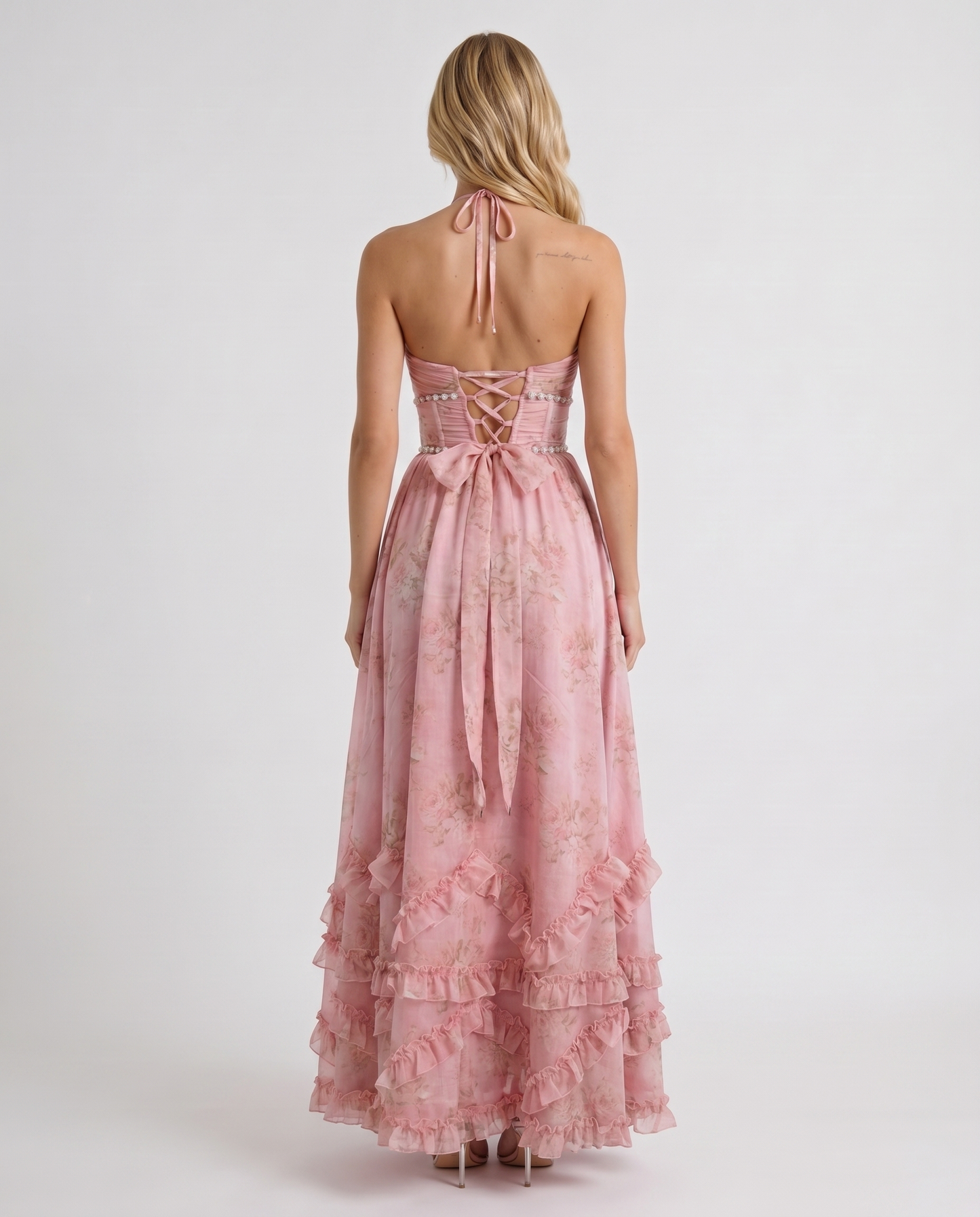 Bianca Ruffle Maxi Dress - Ballet Rose