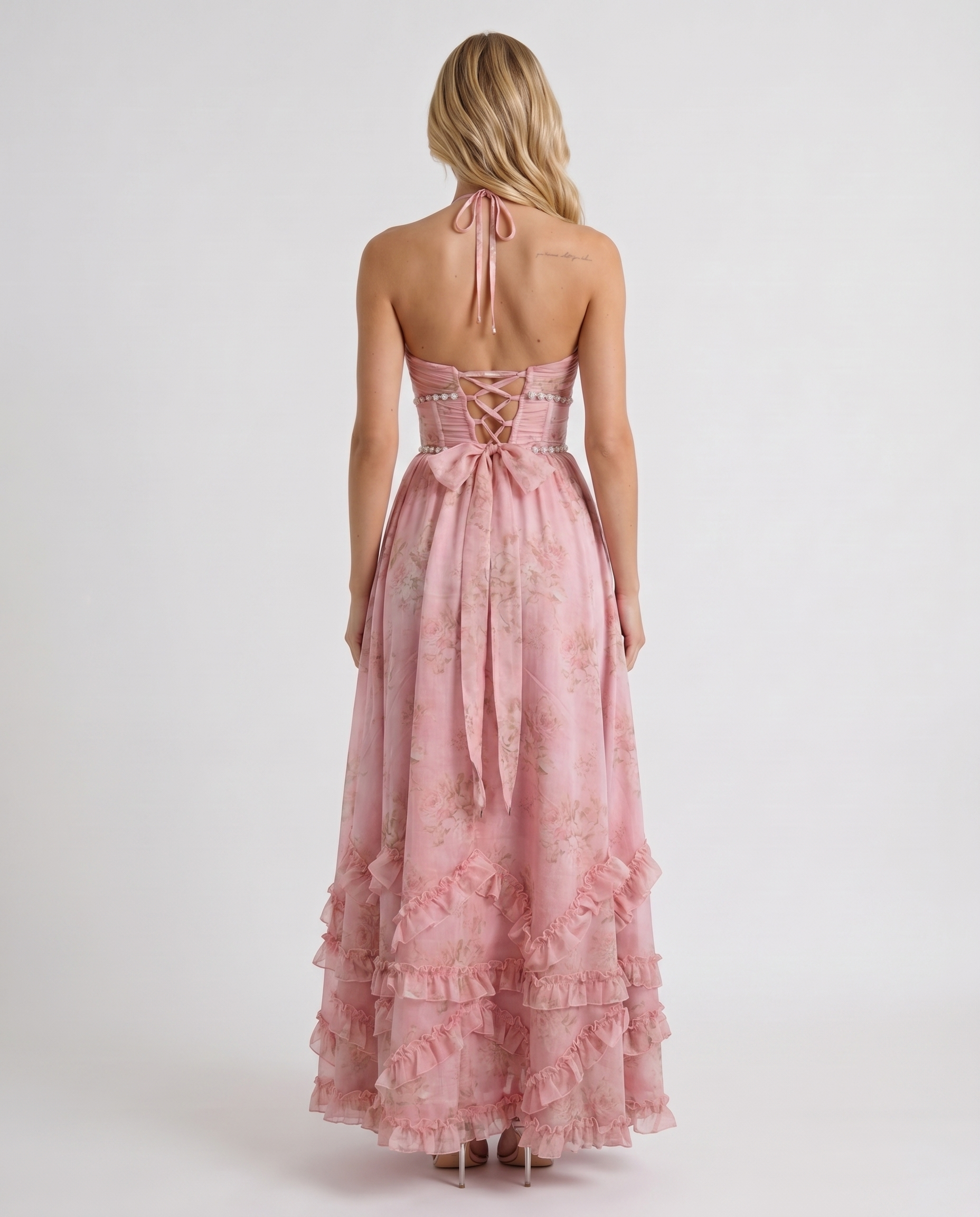 Bianca Ruffle Maxi Dress - Ballet Rose