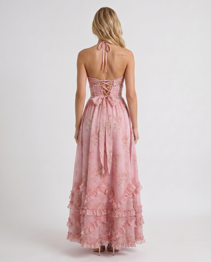 Bianca Ruffle Maxi Dress - Ballet Rose