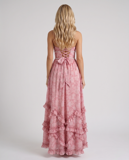 Bianca Ruffle Maxi Dress - Blush Petal