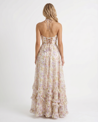 Bianca Ruffle Maxi Dress - Champagne Meadow