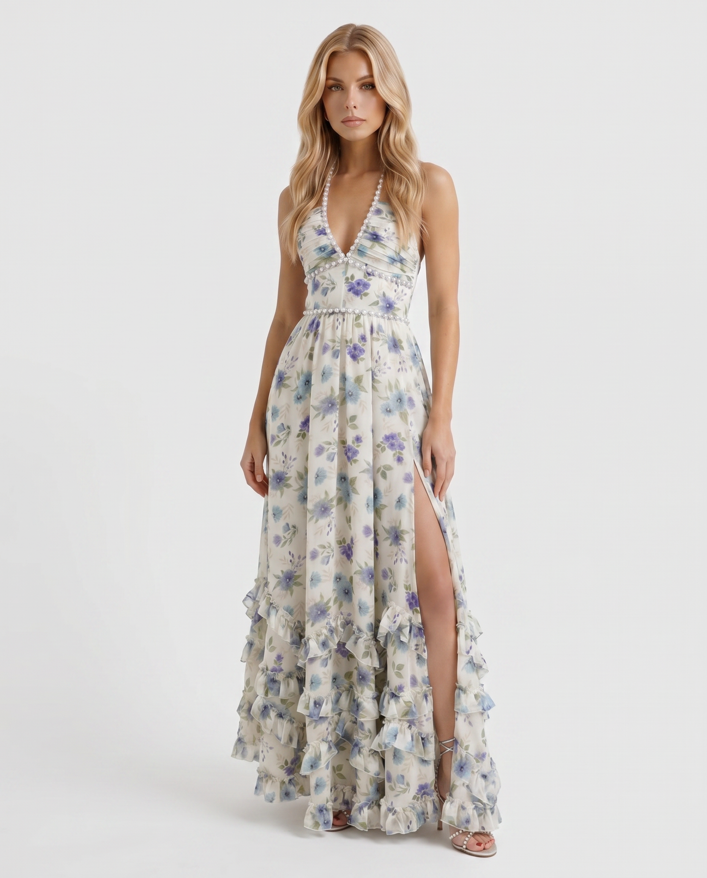 Bianca Ruffle Maxi Dress - Garden Mist