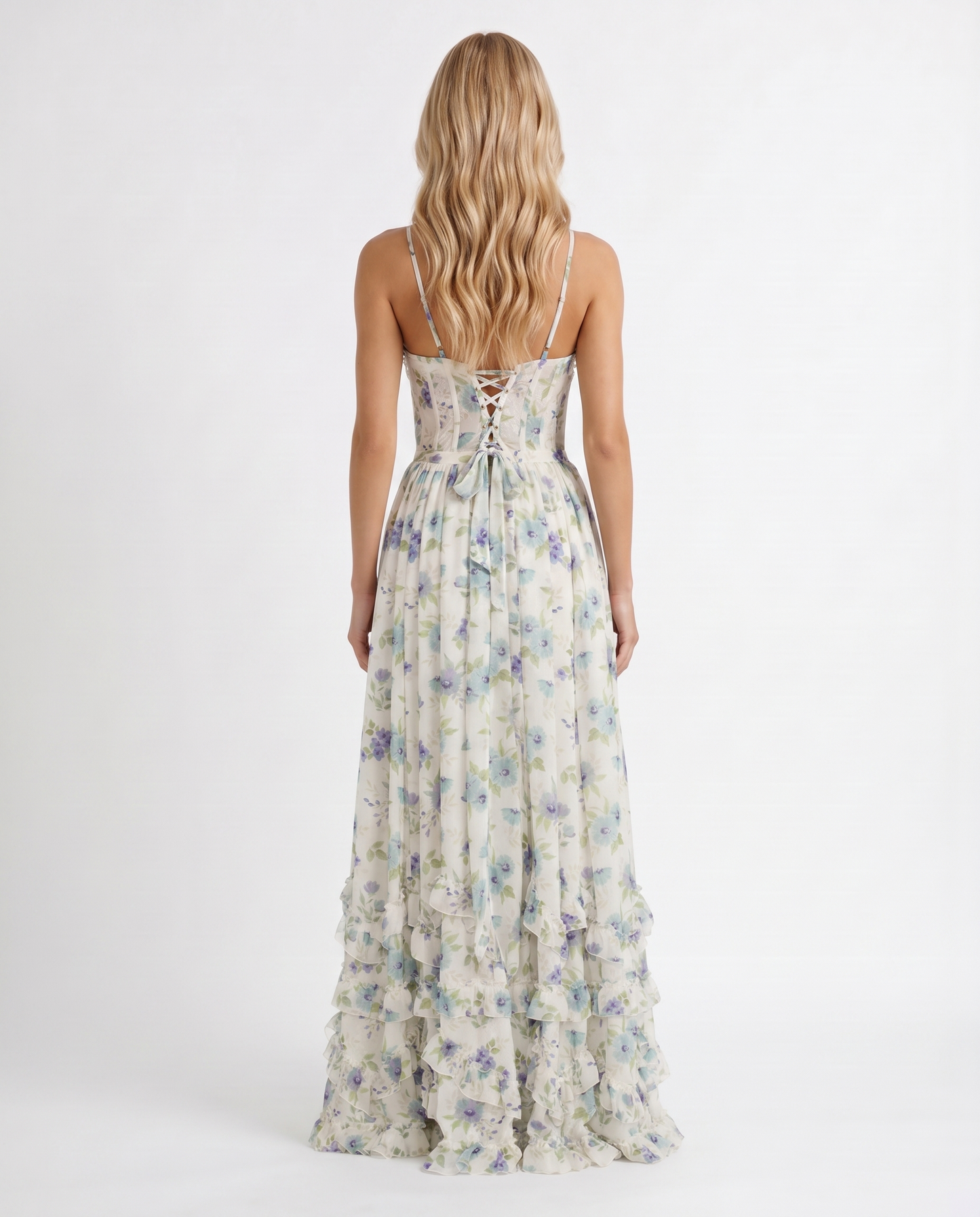 Bianca Ruffle Maxi Dress - Garden Mist