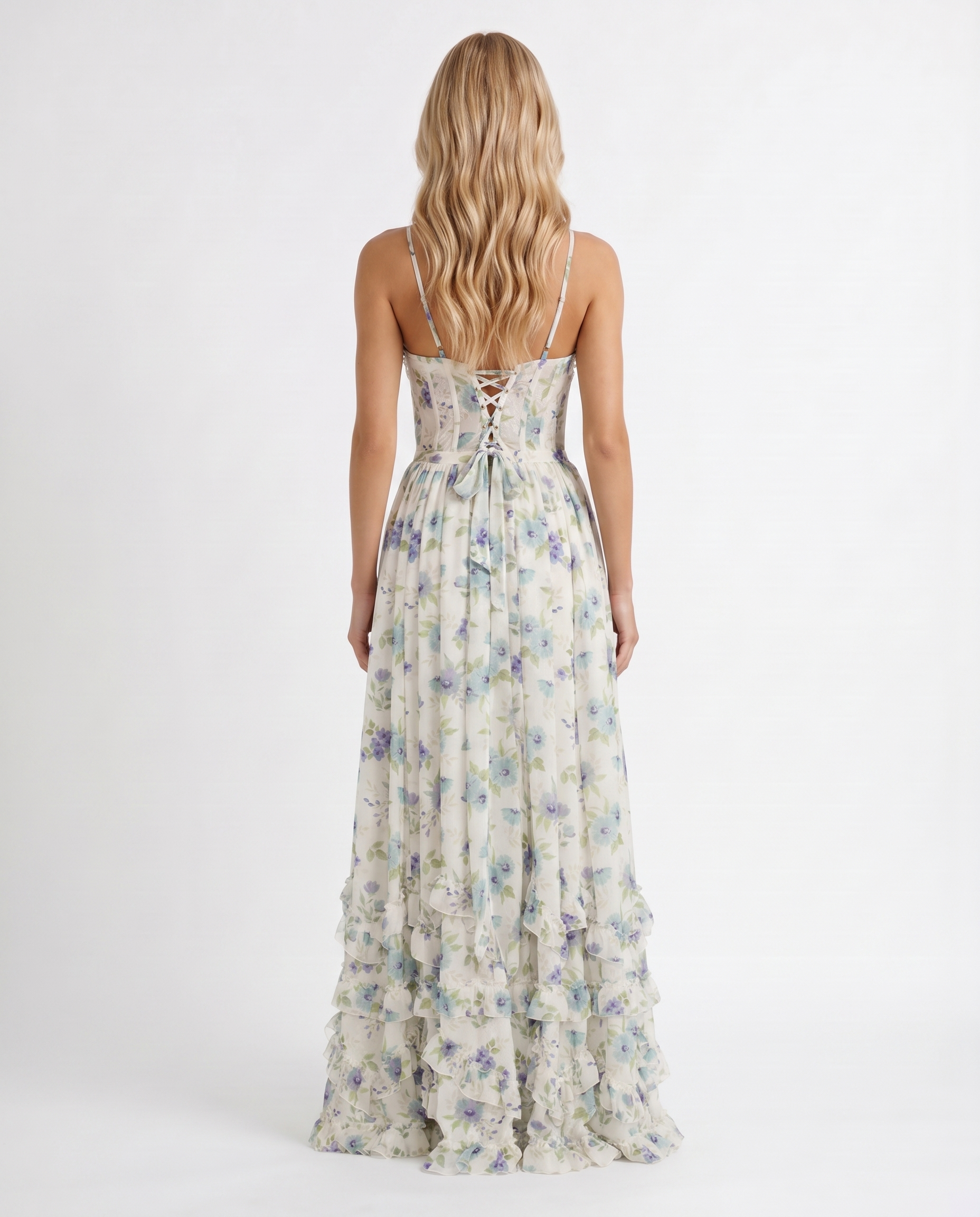 Bianca Ruffle Maxi Dress - Garden Mist