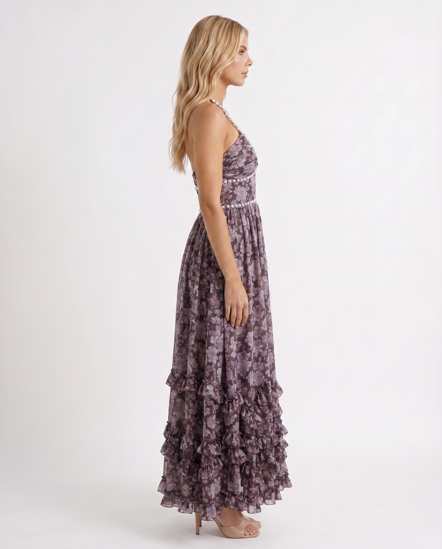 Bianca Ruffle Maxi Dress - Midnight Bloom