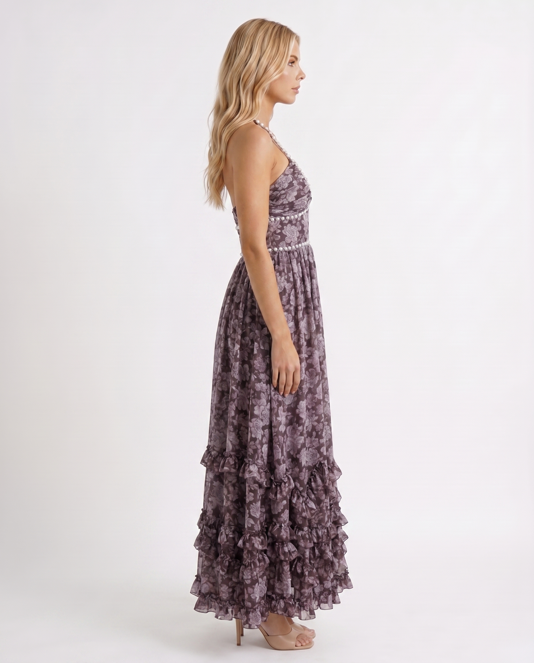 Bianca Ruffle Maxi Dress - Midnight Bloom
