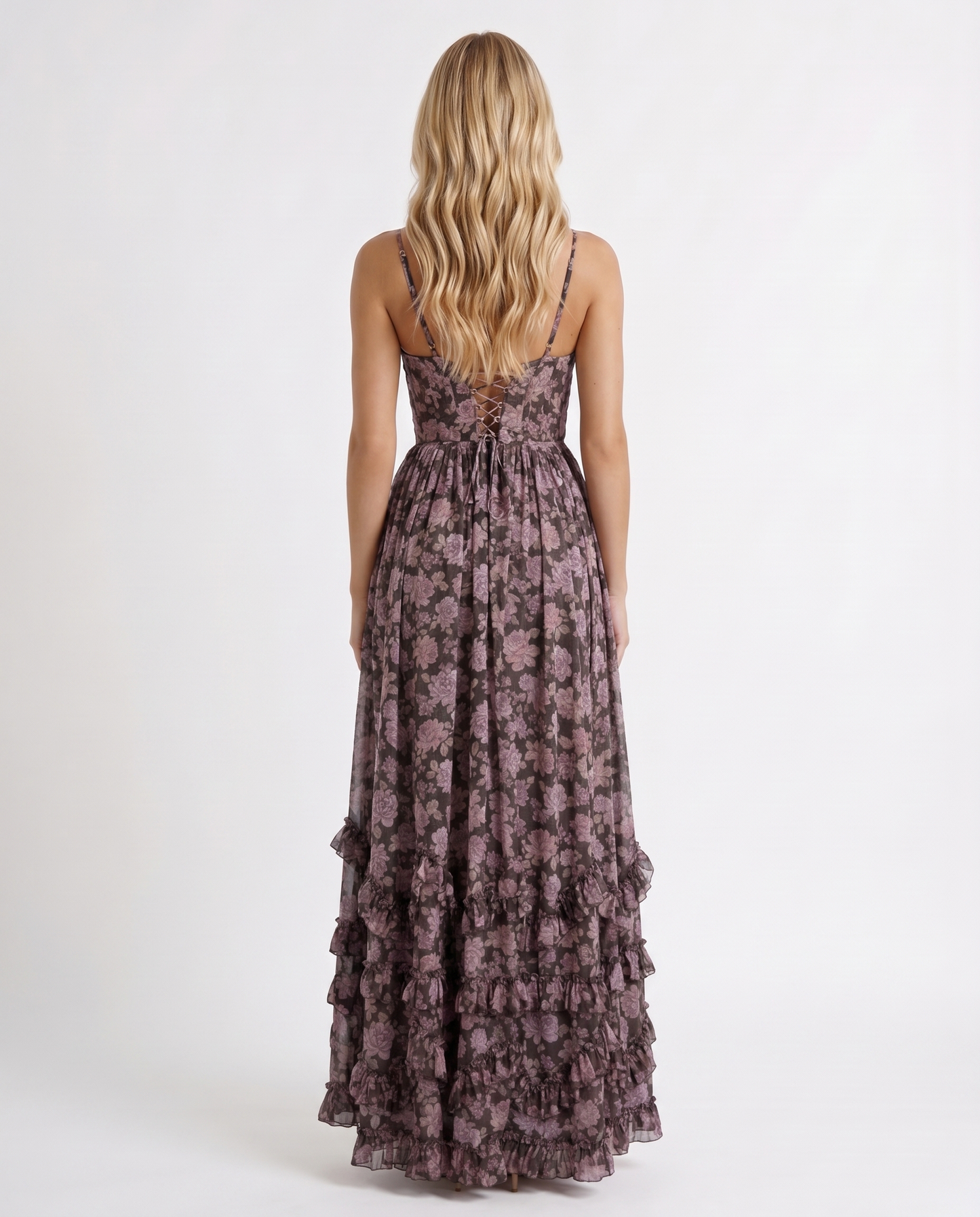 Bianca Ruffle Maxi Dress - Midnight Bloom