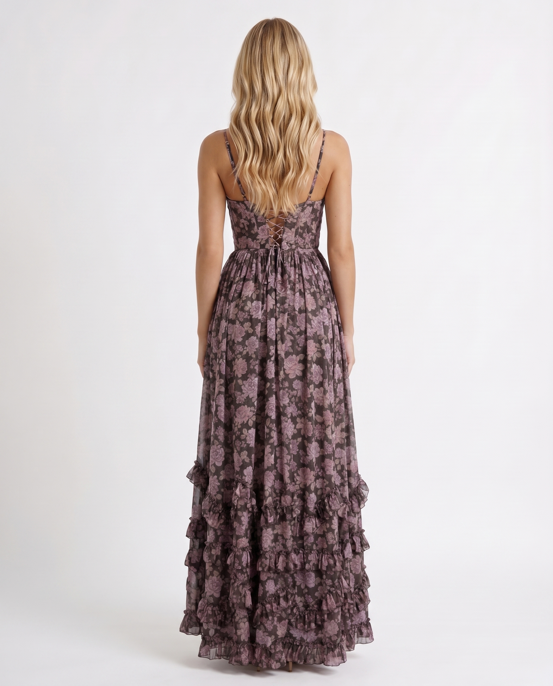 Bianca Ruffle Maxi Dress - Midnight Bloom