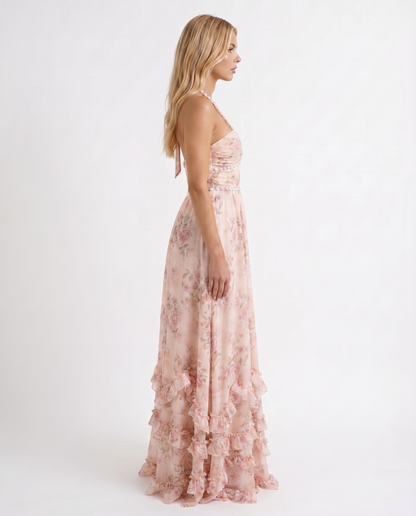 Bianca Ruffle Maxi Dress - Pink