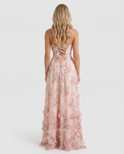 Bianca Ruffle Maxi Dress - Pink