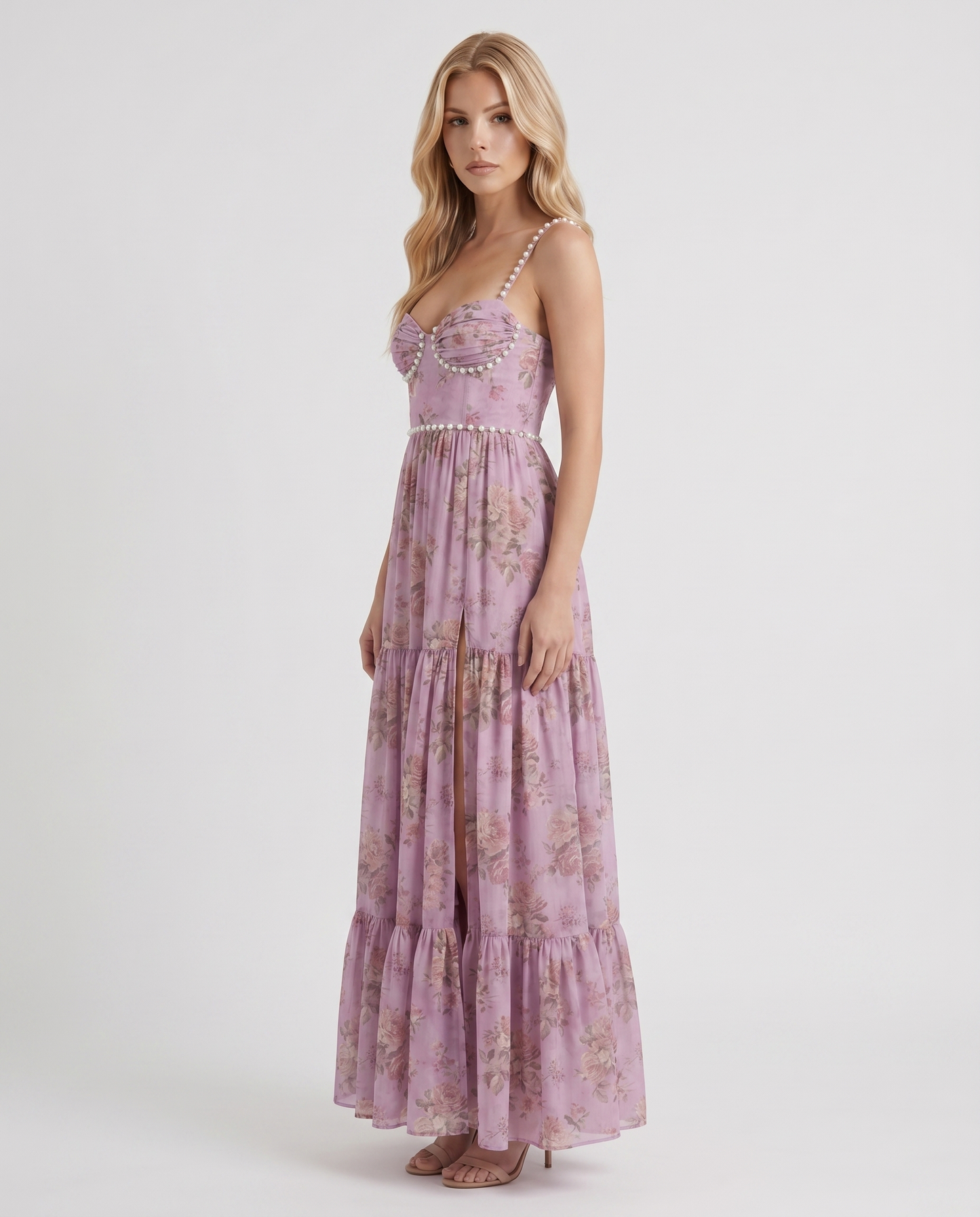 Bianca Ruffle Maxi Dress - Rose Garden