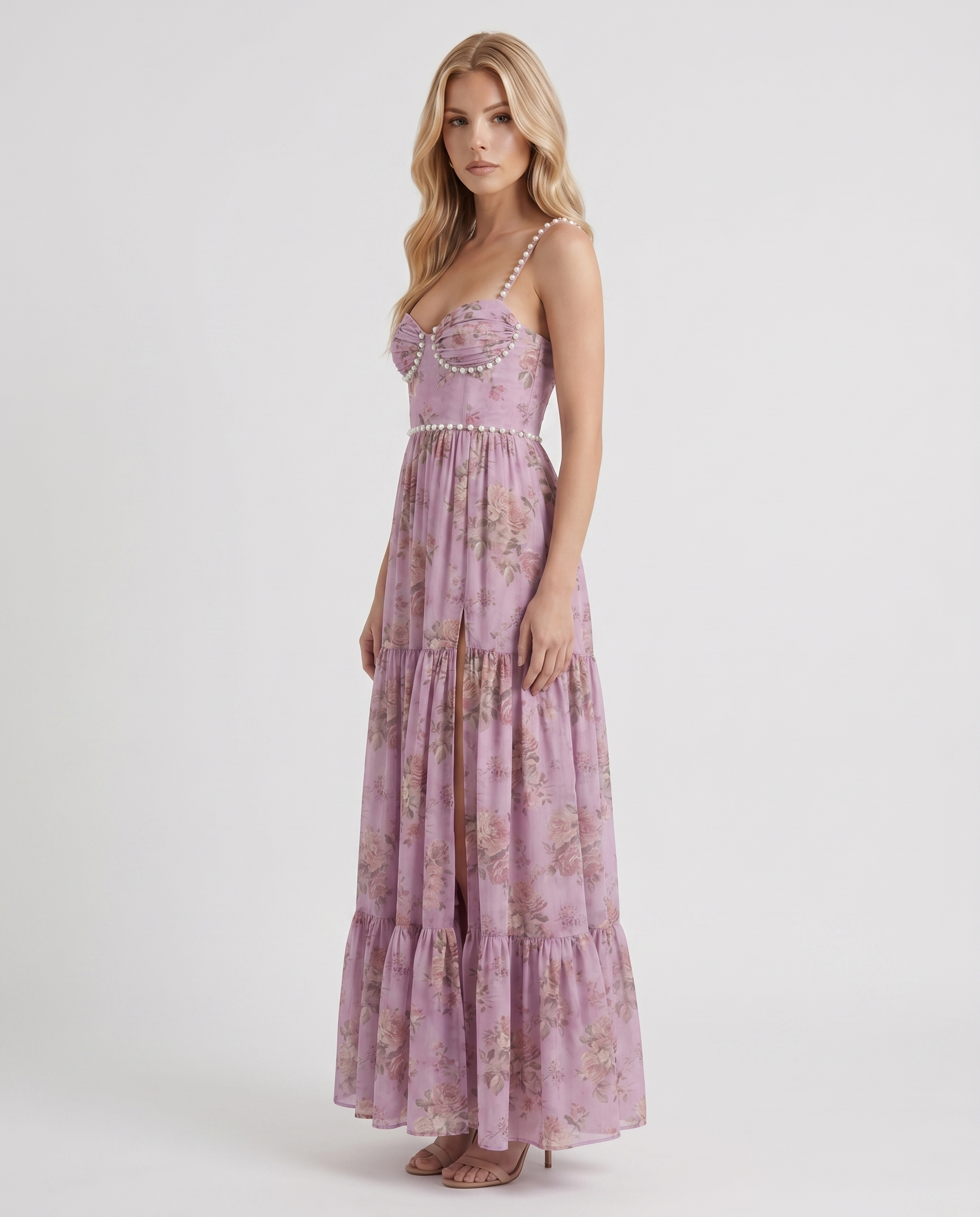 Bianca Ruffle Maxi Dress - Rose Garden