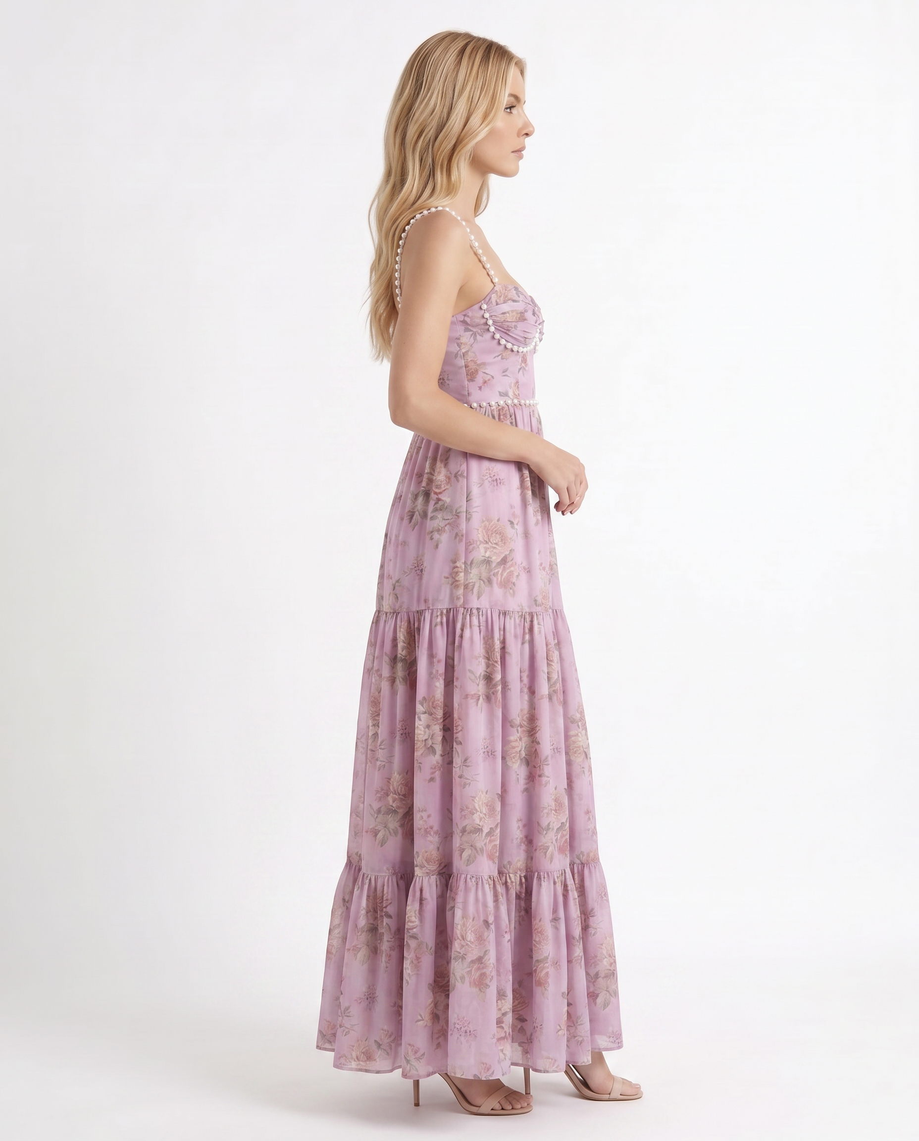 Bianca Ruffle Maxi Dress - Rose Garden