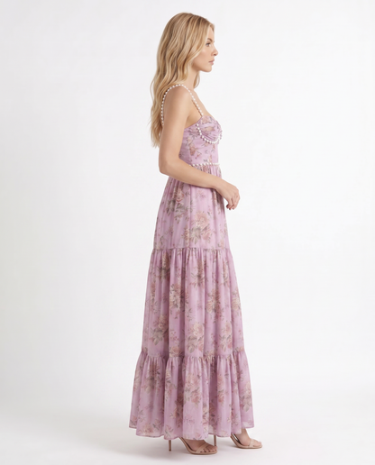 Bianca Ruffle Maxi Dress - Rose Garden