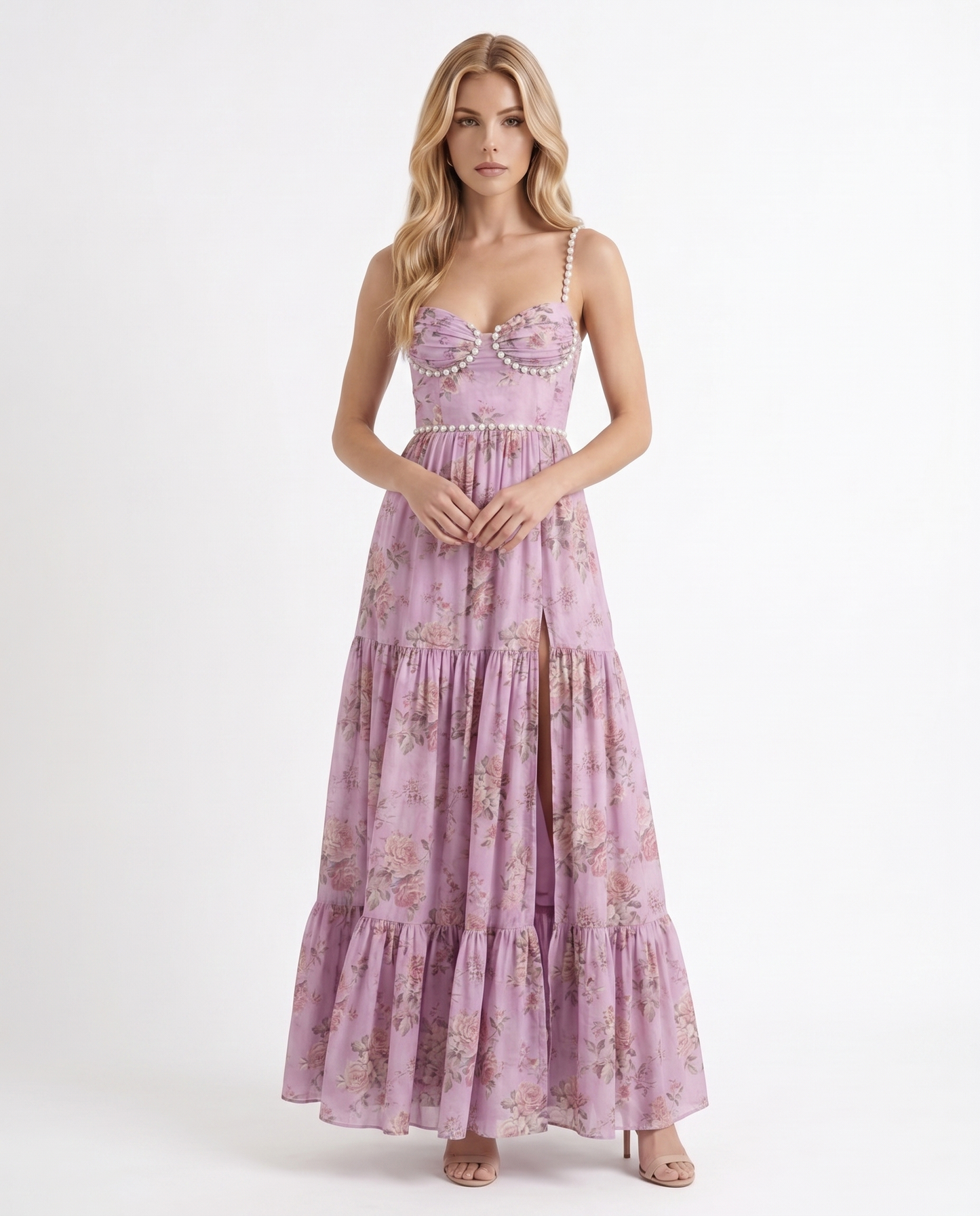 Bianca Ruffle Maxi Dress - Rose Garden