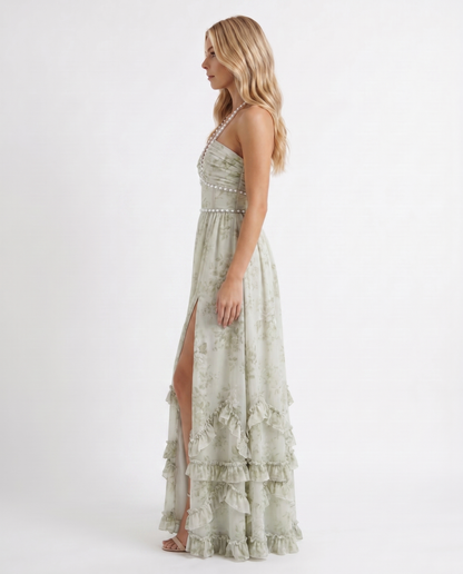 Bianca Ruffle Maxi Dress - Sage Blossom