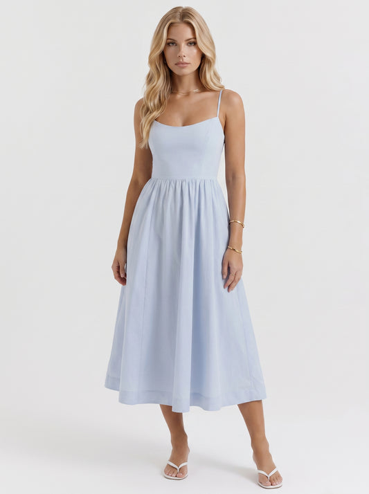 Birdie Flare Midi Dress - Light Blue