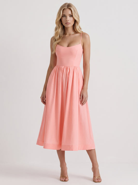 Birdie Flare Midi Dress - Pink