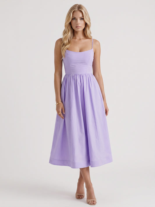 Birdie Flare Midi Dress - Purple