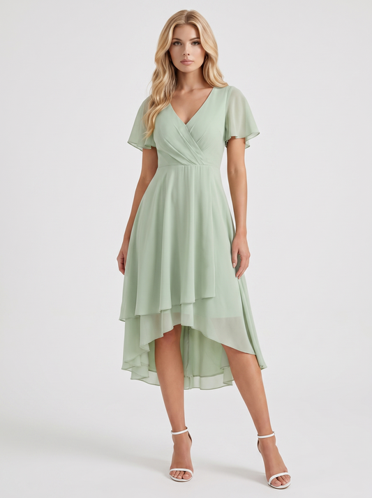 Calliope Ruffle Midi Dress - Light Green