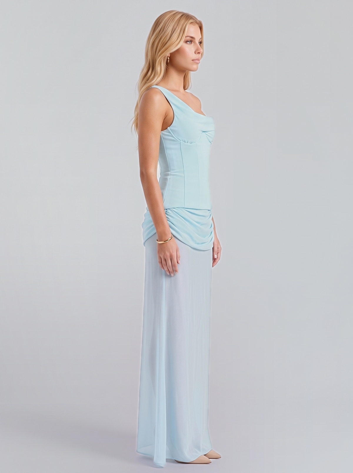 Candace Corset Maxi Dress - Baby Blue
