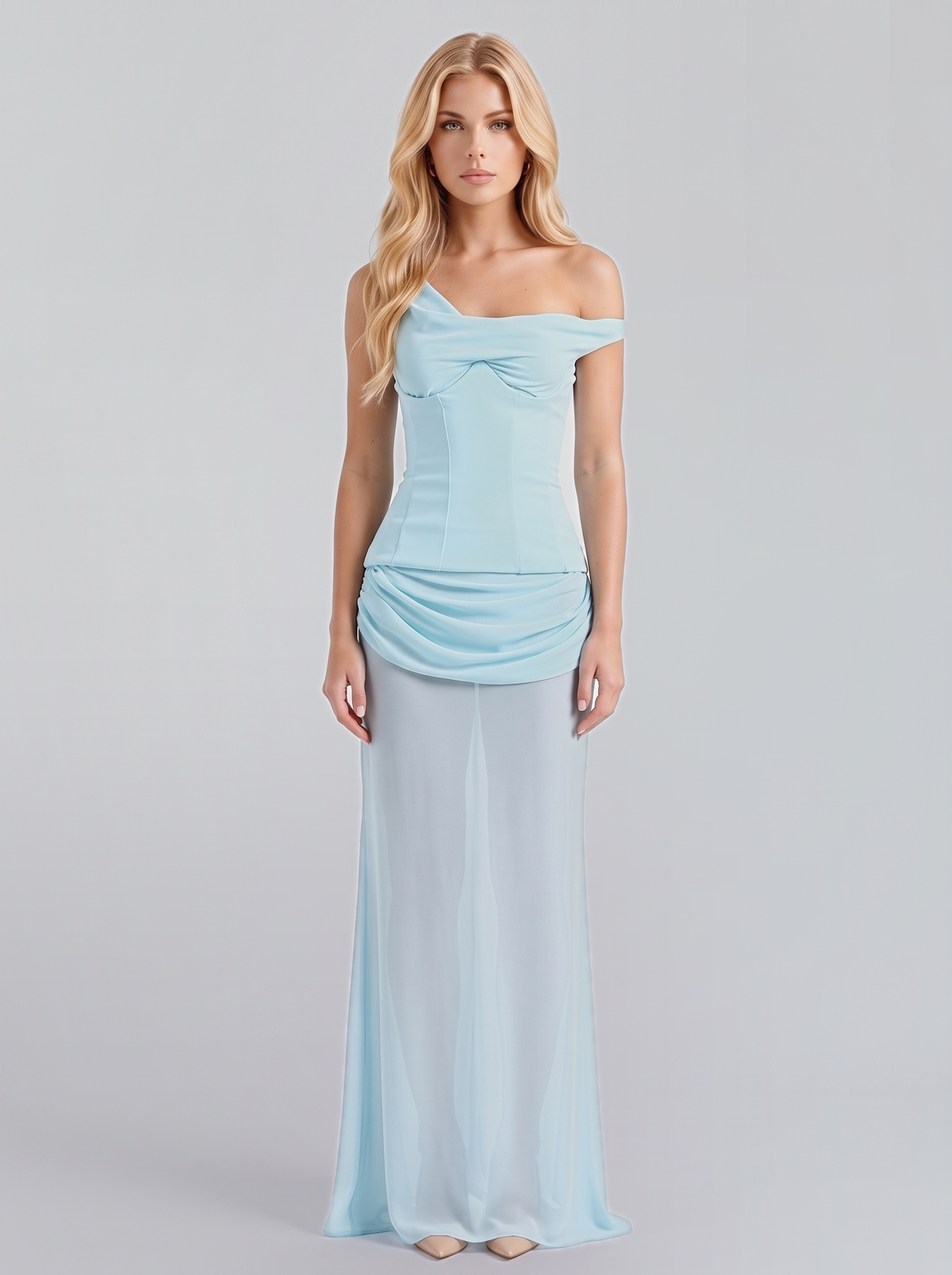 Candace Corset Maxi Dress - Baby Blue