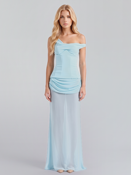 Candace Corset Maxi Dress - Baby Blue