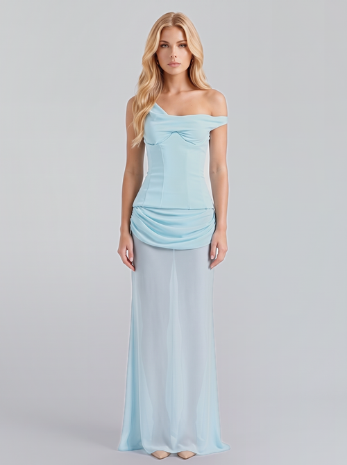 Candace Corset Maxi Dress - Baby Blue