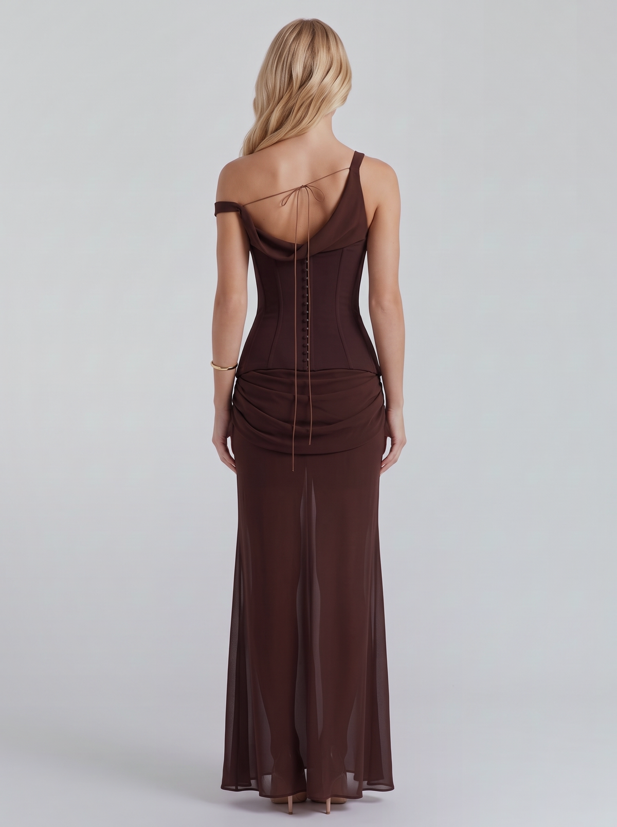 Candace Corset Maxi Dress - Brown
