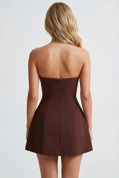 Carly Strapless Mini Dress - Brown