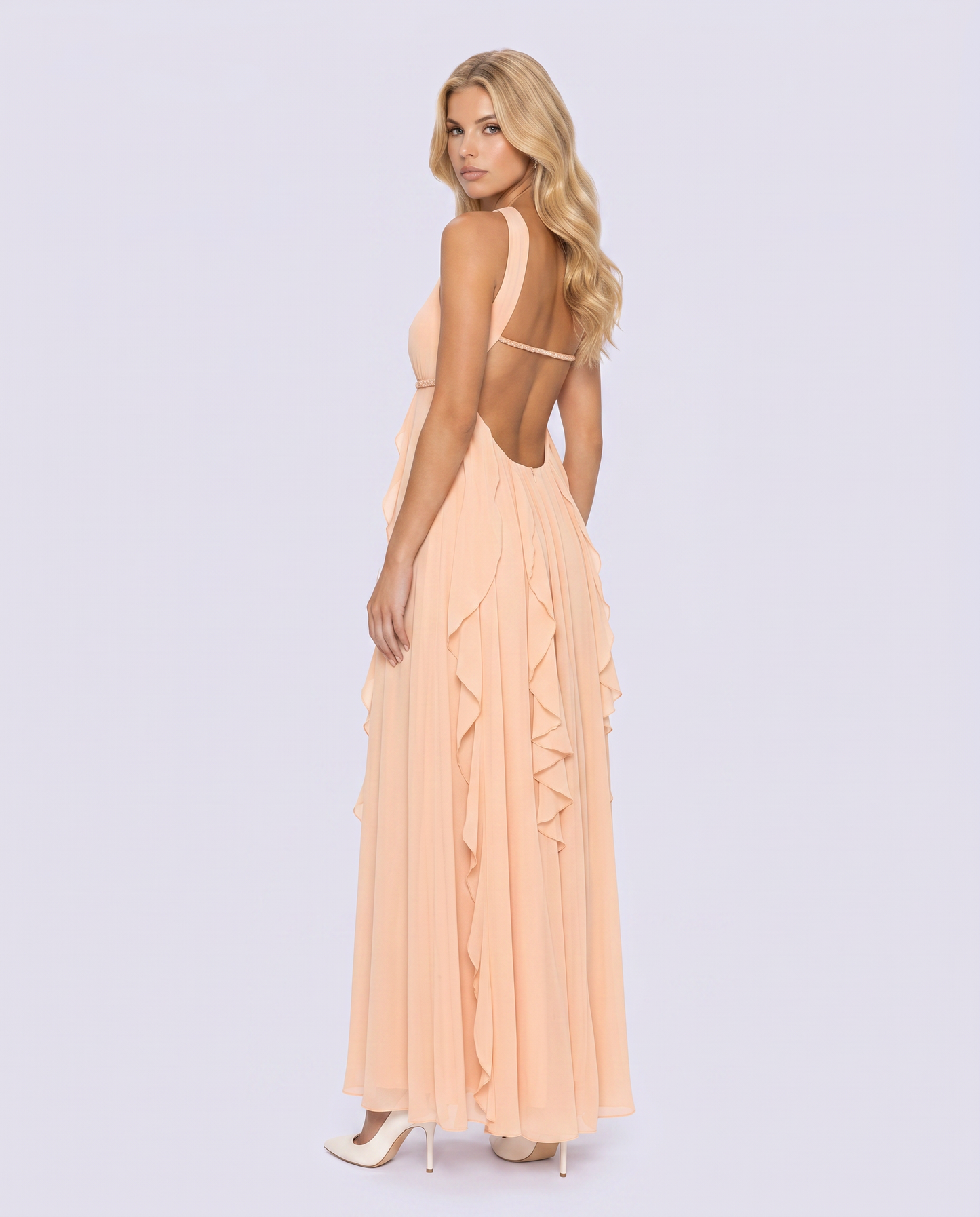 Catherine Halter Maxi Dress - Peach