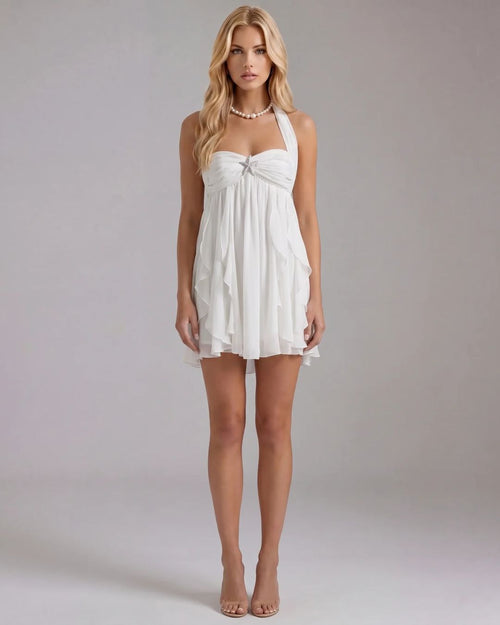 Catherine Halter Mini Dress - White