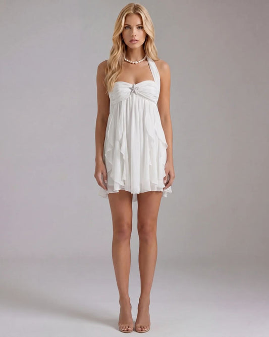 Catherine Halter Mini Dress - White