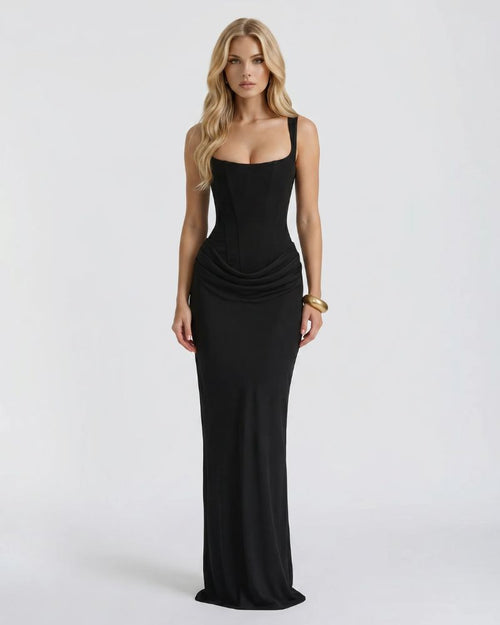 Cerene Corset Maxi Dress - Black - XS - Fashion
