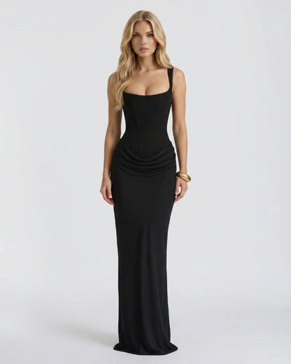 Cerene Corset Maxi Dress - Black