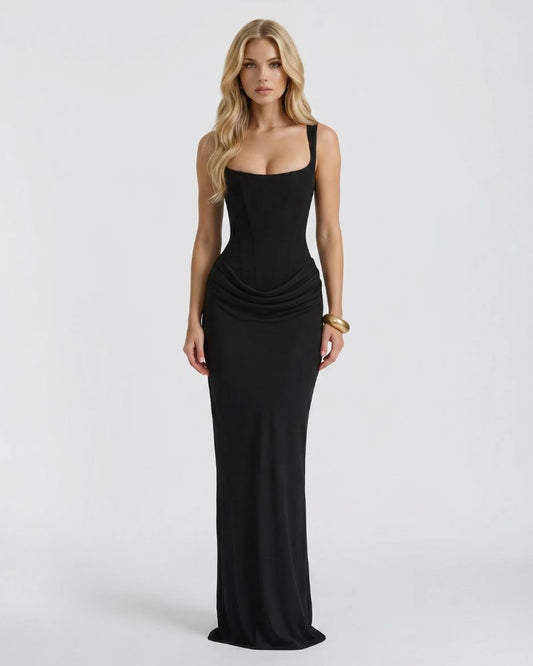 Cerene Corset Maxi Dress - Black