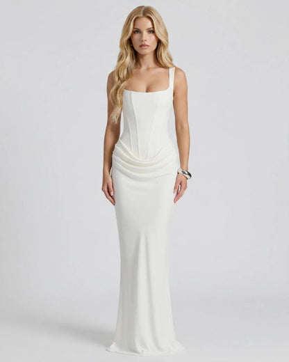 Cerene Corset Maxi Dress - White